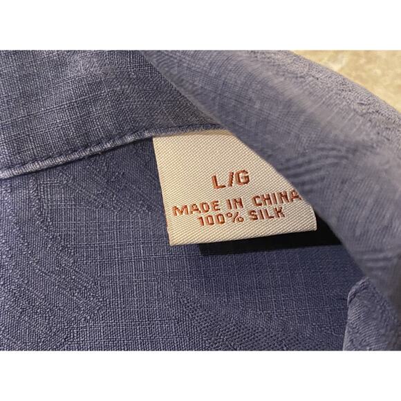 STUNNING Tommy Bahama Hawaiian Shirt Mens Large Blue 100% Silk Printed FLORAL L - Picture 4 of 5